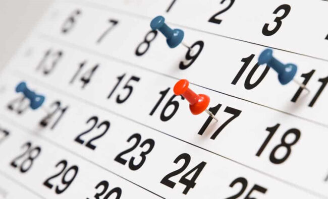 calendrier qui épingle des dates